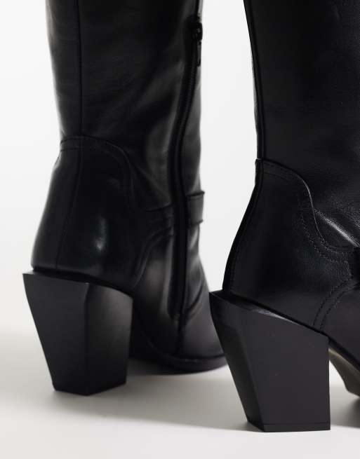 ASOS DESIGN - Carson - Bottes à enfiler style western en cuir avec harnais - Noir, 2 de 4