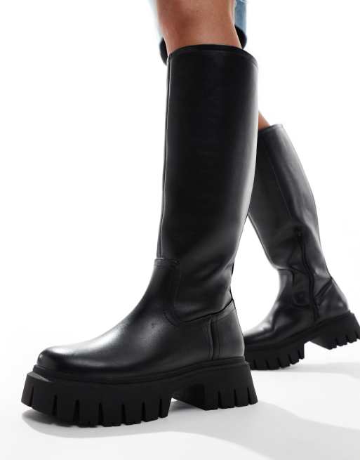 ASOS DESIGN - Carter - Platte knielaarzen met dikke zool in matzwart, 2 van 4