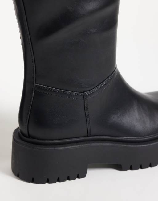 ASOS DESIGN Carys chunky instapknielaarzen in zwart, 3 van 4