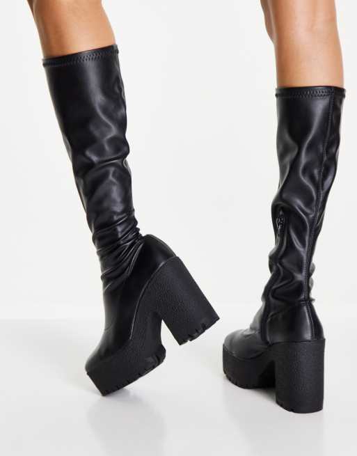 ASOS DESIGN - Cashew - Knielaarzen met hak in zwart, 2 van 4