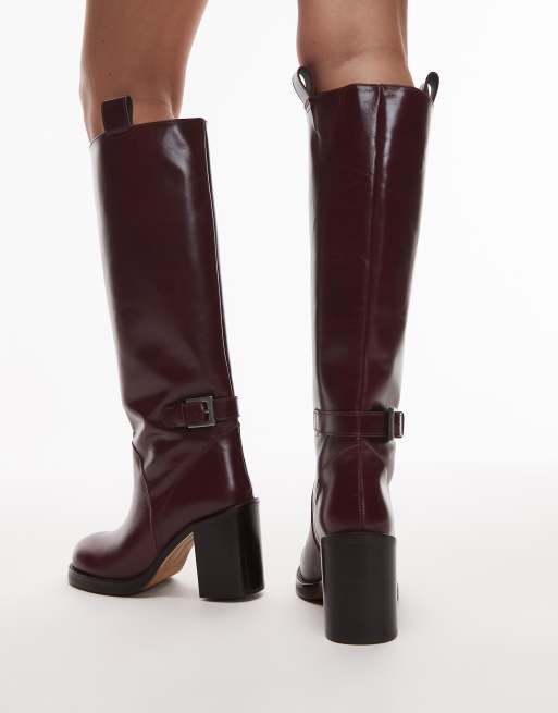 ASOS DESIGN - Casper - Bottes montantes en cuir de qualité supérieure avec bout rond - Bordeaux, 4 de 4