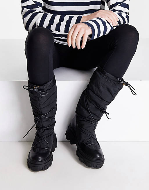 Women Boots/Casper chunky cold weather boots in black 