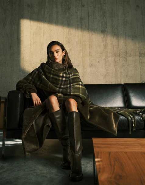 ASOS DESIGN - Casper - Olivengrønne knæstøvler med rund tå i premium-læder - view 1