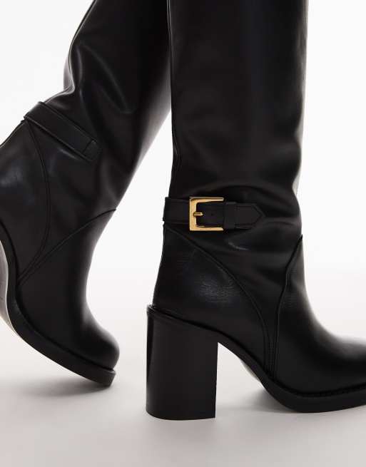 ASOS DESIGN – Casper – Svarta, knähöga boots i premiumläder med rund tå, 2 av 4