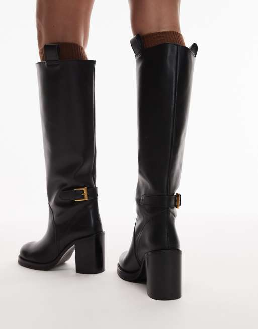 ASOS DESIGN – Casper – Svarta, knähöga boots i premiumläder med rund tå, 3 av 4