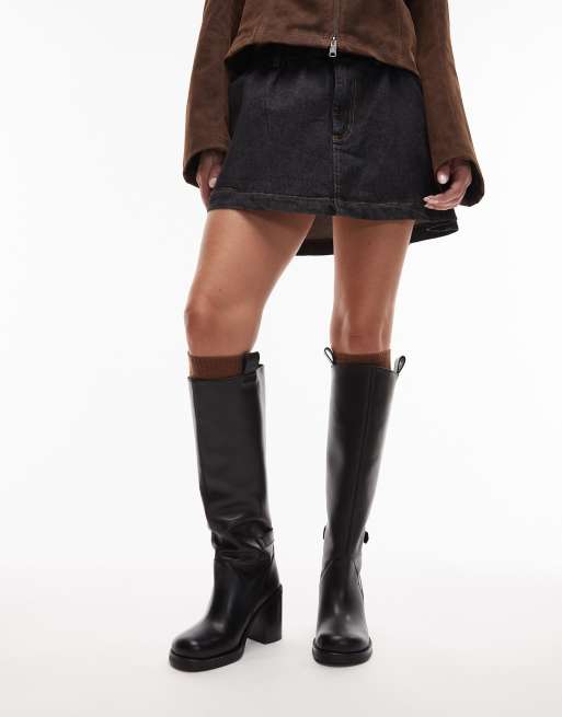 ASOS DESIGN – Casper – Svarta, knähöga boots i premiumläder med rund tå, 4 av 4