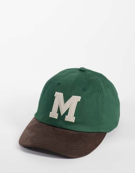 ASOS DESIGN - Casquette à imprimé graphique avec visière en imitation daim marron - Vert - view 1