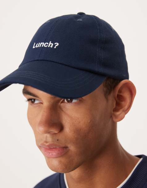 ASOS DESIGN - Casquette à inscription Lunch - Bleu marine délavé - view 1