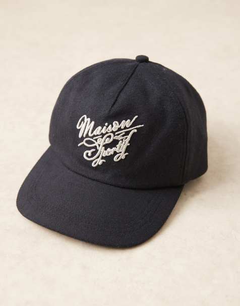 ASOS DESIGN - Casquette baseball casual style vintage en melton avec broderie en points de chaînette - Bleu marine - view 1