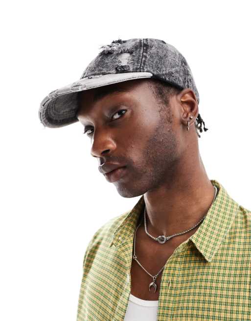 ASOS DESIGN - Casquette de baseball en coton effet usé - Noir délavé
