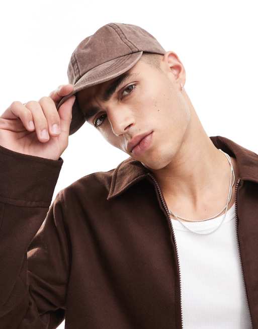 ASOS DESIGN - Casquette douce au toucher à coutures contrastantes - Marron délavé