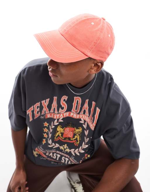 ASOS DESIGN - Casquette douce au toucher à coutures contrastantes - Rouge délavé