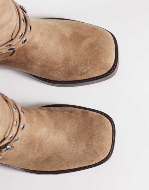 ASOS DESIGN – Cassandra – Biker-Stiefel in Sandbeige mit Ösenverzierung, 4 von 4