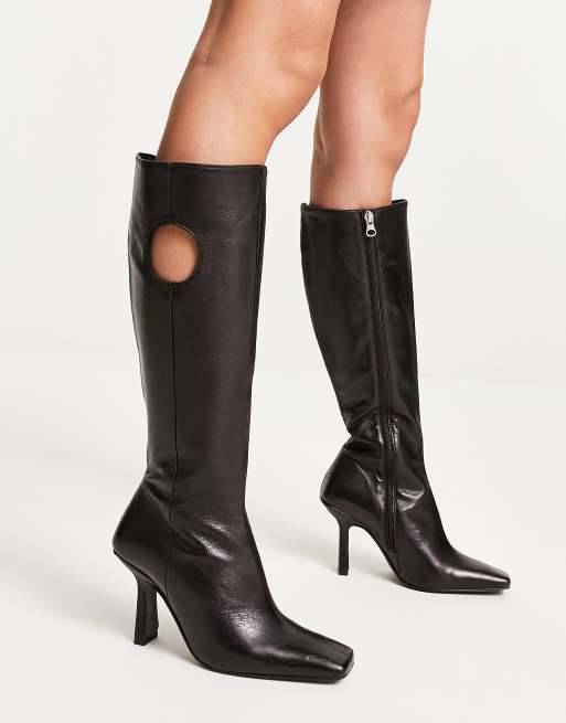 Asos design kassidy outlet heeled thigh high boots