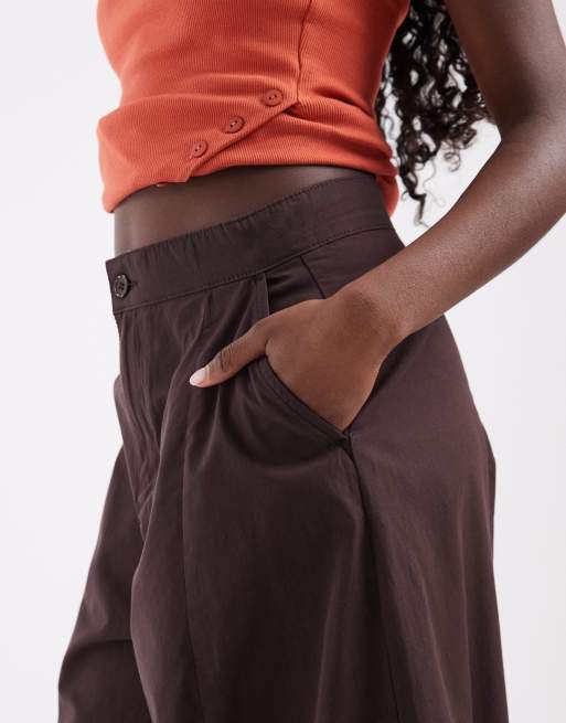 ASOS DESIGN casual barrel leg pants in chocolate, 4 of 5