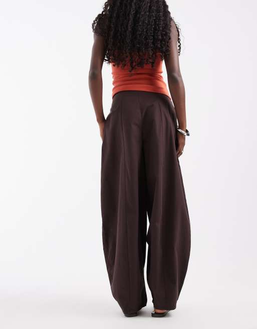 ASOS DESIGN casual barrel leg pants in chocolate, 5 of 5