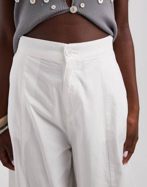 ASOS DESIGN casual barrel leg pants in white, 5 of 5