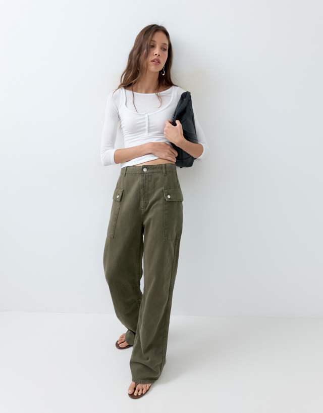 ASOS DESIGN casual cargo pants in khaki