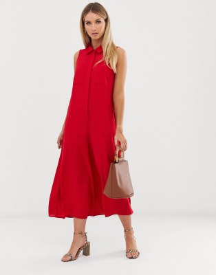 ASOS DESIGN casual culotte shirt jumpsuit-Red