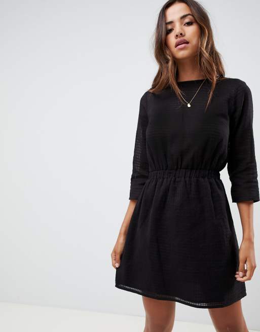 ASOS DESIGN casual elasticated mini dress in grid texture | ASOS