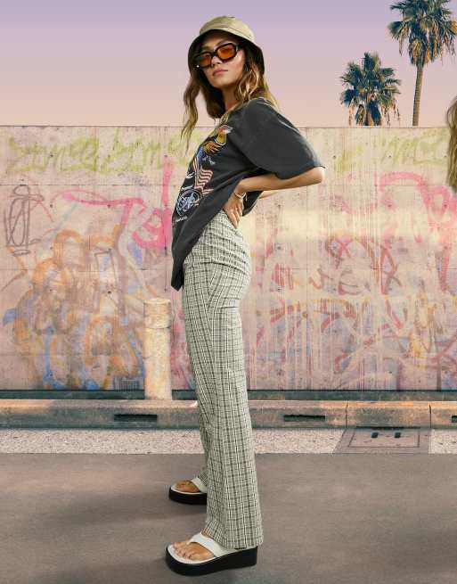 ASOS DESIGN casual flare in stone check