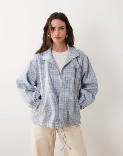 ASOS DESIGN casual Harrington-jakke i blå tern - view 1