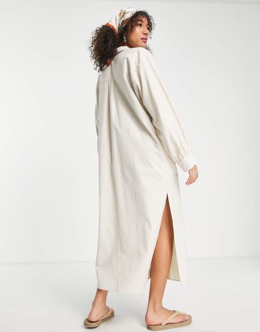 Maxi linen 2025 shirt dress