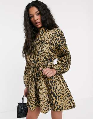 asos leopard print shirt dress