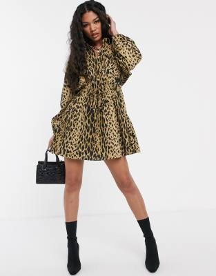 asos leopard print shirt dress