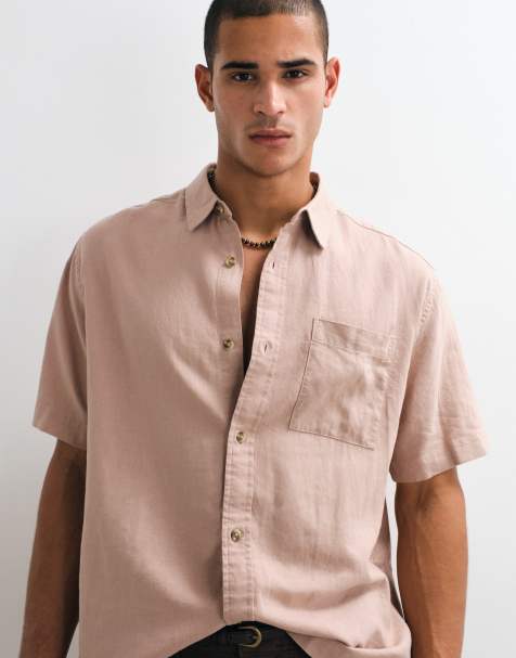 ASOS DESIGN - Casual overhemd van linnenmix in lichtroze - view 1