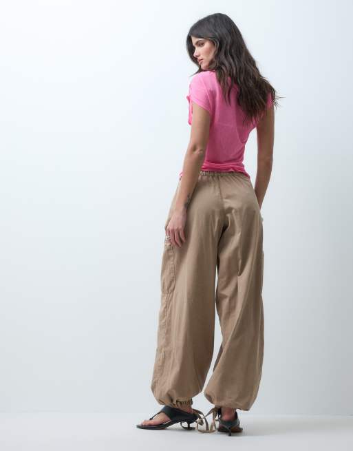 ASOS DESIGN casual pants with elastic hem in stone, 4 of 5