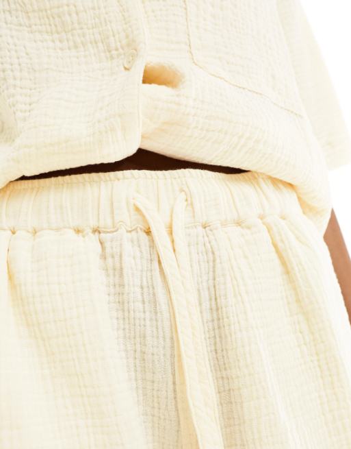 ASOS DESIGN - Casual shorts i ecrufarvet ostelærred, 3 af 5