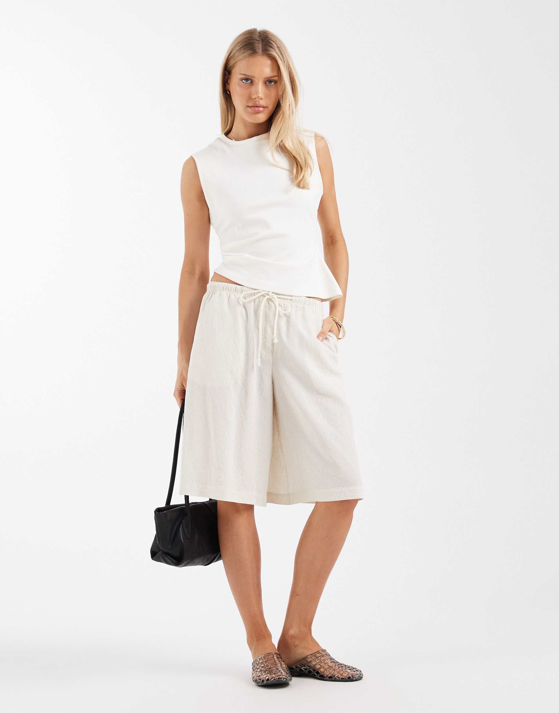 asos design casual shorts in pinstripes