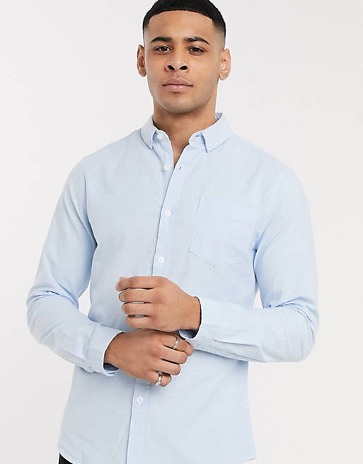 ASOS DESIGN casual slim oxford shirt in blue