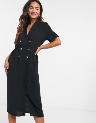 ASOS DESIGN casual tux midi dress in black | ASOS