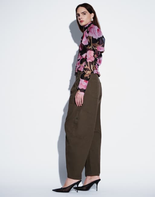 ASOS DESIGN casual utility pants with pocket detail in washed khaki, 5 of 5