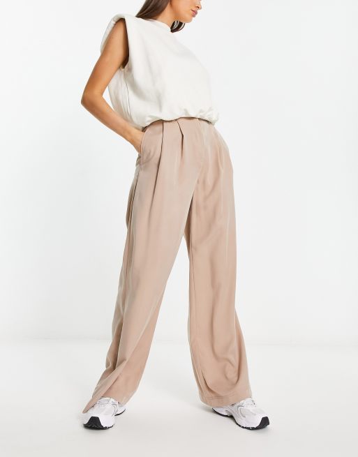 ASOS DESIGN Tall casual wide leg pants in beige