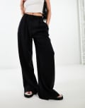 [ASOS DESIGN] ASOS DESIGN casual wide leg pants in black 10 Black