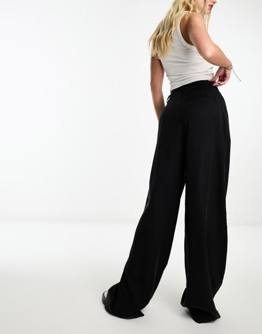 ASOS DESIGN casual wide leg pants in black