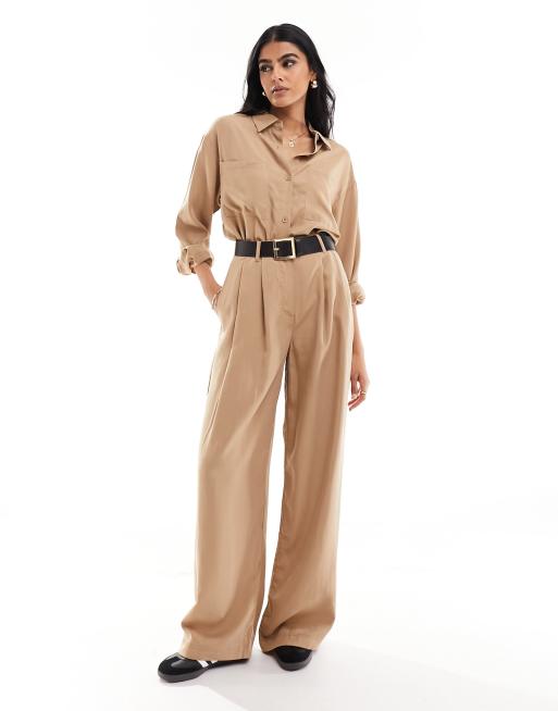 ASOS DESIGN casual wide leg pants in camel