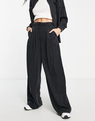 ASOS DESIGN casual wide leg trousers in black co-ord | ASOS