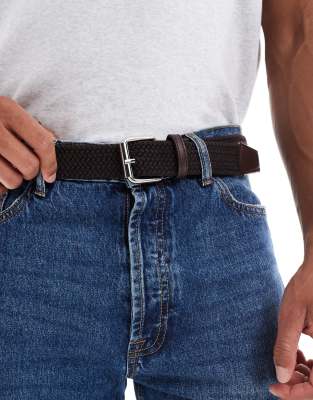 ASOS DESIGN casual woven braid belt in brown