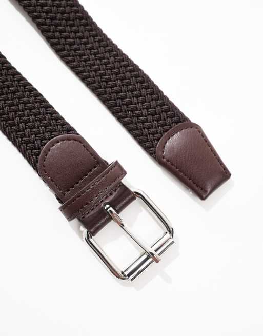 ASOS DESIGN casual woven braid belt in brown, 2 of 3
