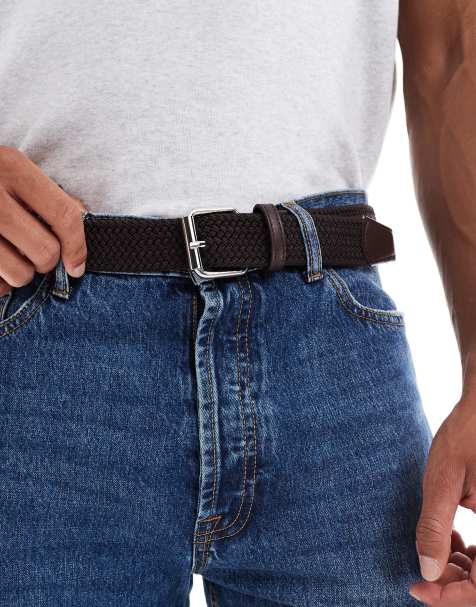 ASOS DESIGN casual woven braided belt in brown - view 1