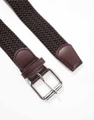 Asos Design Casual Woven Braided Belt In Black