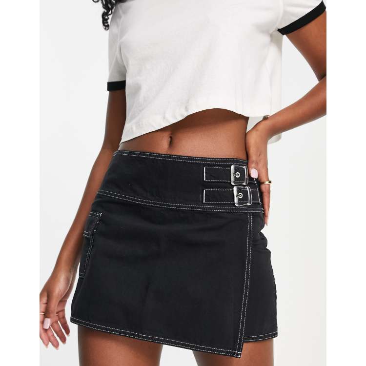 Parallel Lines Straight Column Skirt with Waist Band Slash and Side Split in Black - ASOS Outlet