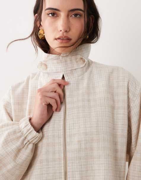 ASOS DESIGN casualna kurtka Harrington w beżową kratę - view 1
