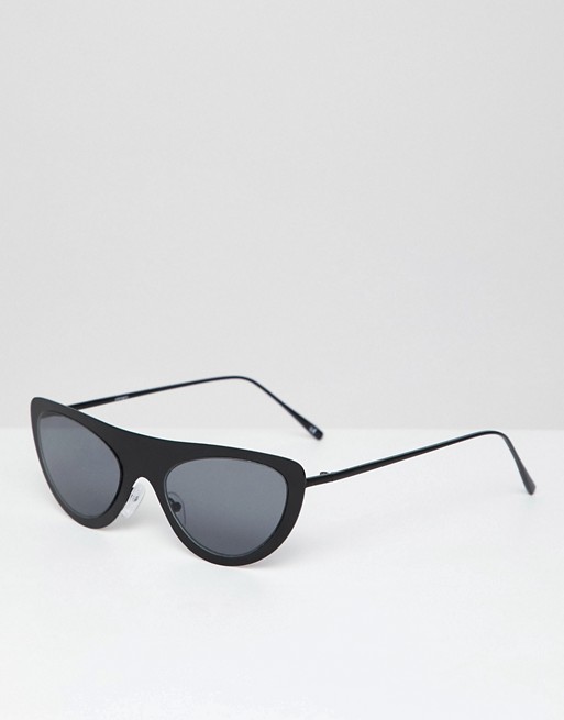ASOS DESIGN cat eye angular oval sunglasses in matte black metal