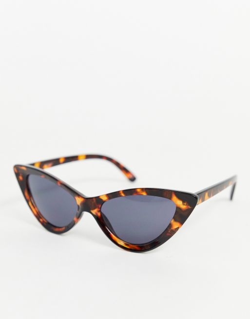 ASOS DESIGN cat eye bevelled sunglasses in dark tort