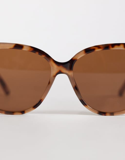ASOS DESIGN - Cat Eye-solbriller med brune glas og stel med lyst skildpaddemønster, 2 af 3